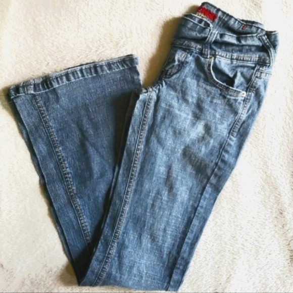 BONGO Denim - 🍂3xHP🍂 Vtg Bongo "Feisty" Low Rise Lightly Distressed Stretch Flare Jeans
